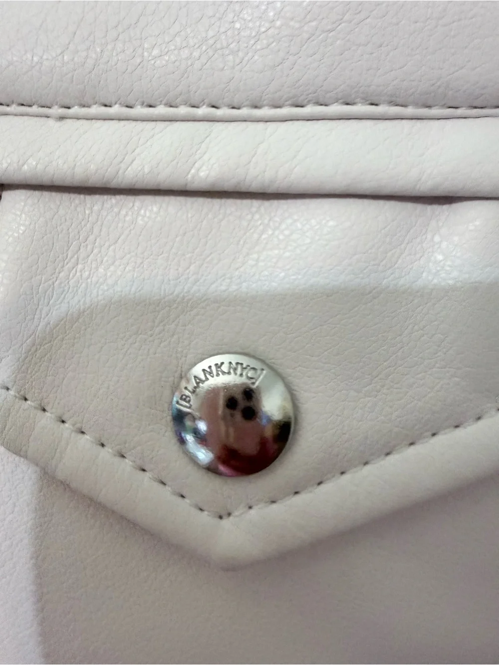 Blank NYC Light Pink Leather Moto Jacket with Silver Hardware